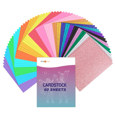 HTVRONT Colored Cardstock Paper Bundle, 60 Sheets 20 Colors, Glitter Cardstock and Colored Card Stock 8.5 x 11in, Thick Glitter Cardstock for Cricut