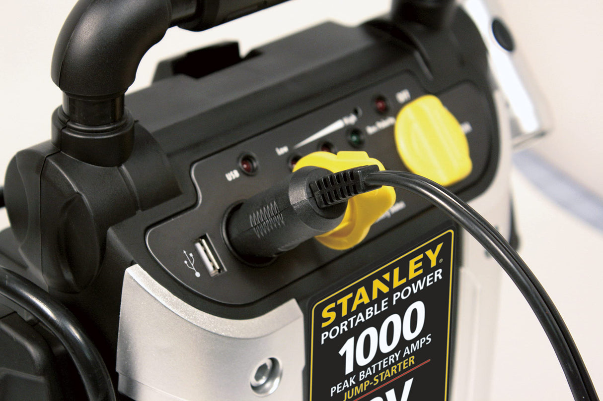 STANLEY J509 Portable Power Station Jump Starter 1000 Peak Amp Battery Booster, USB Port, Battery Clamps STANLEY