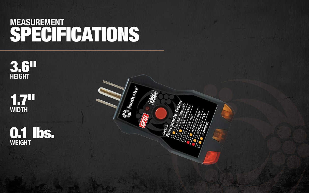 Southwire 40022S Receptacle Tester, Black Southwire