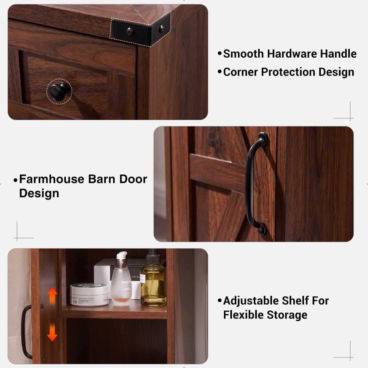 JXQTLINGMU Farmhouse Makeup Vanity Desk with Mirror and Lights, 43'' Glass Tabletop Vanity Table with 3 Drawers & Shelves, Rustic Large Vanity Set JXQTLINGMU