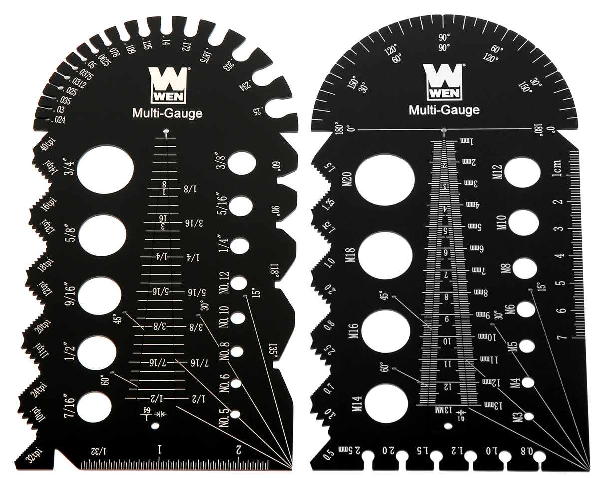 WEN ME210G Metric and Imperial Metal Thread Pitch Multi-Gauge with Carrying Case, Two Pack, Black WEN