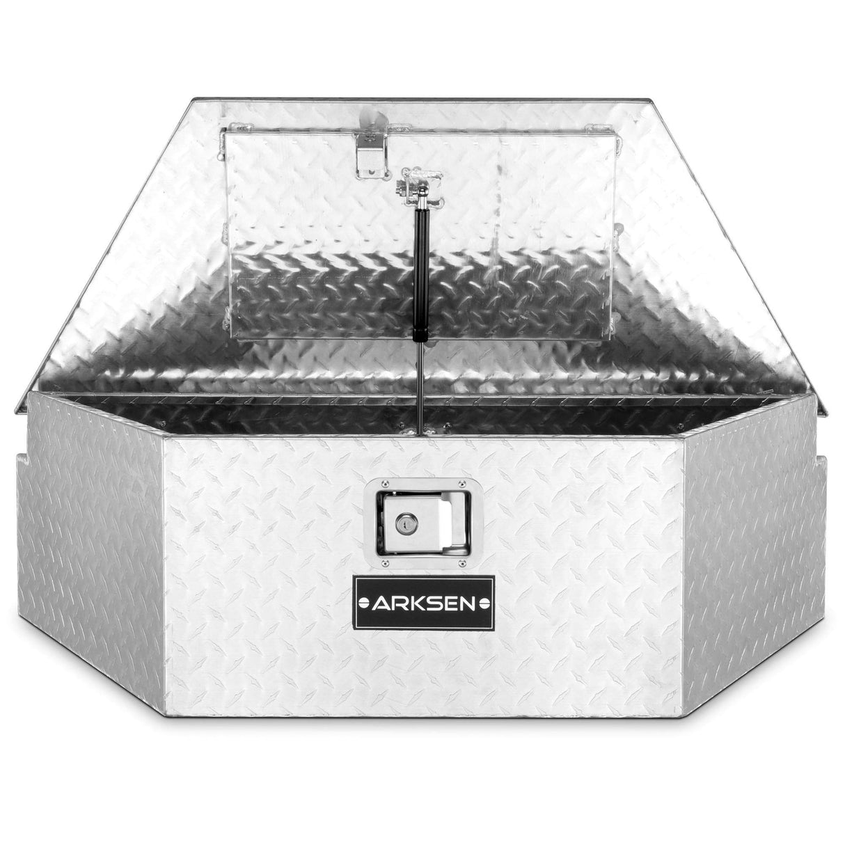 ARKSEN 39 Inch Aluminum Diamond Plate Tongue Box Tool Chest, Waterproof Under Truck Storage for Pick Up Truck Bed, RV Trailer, ATV with Lock and Keys ARKSEN