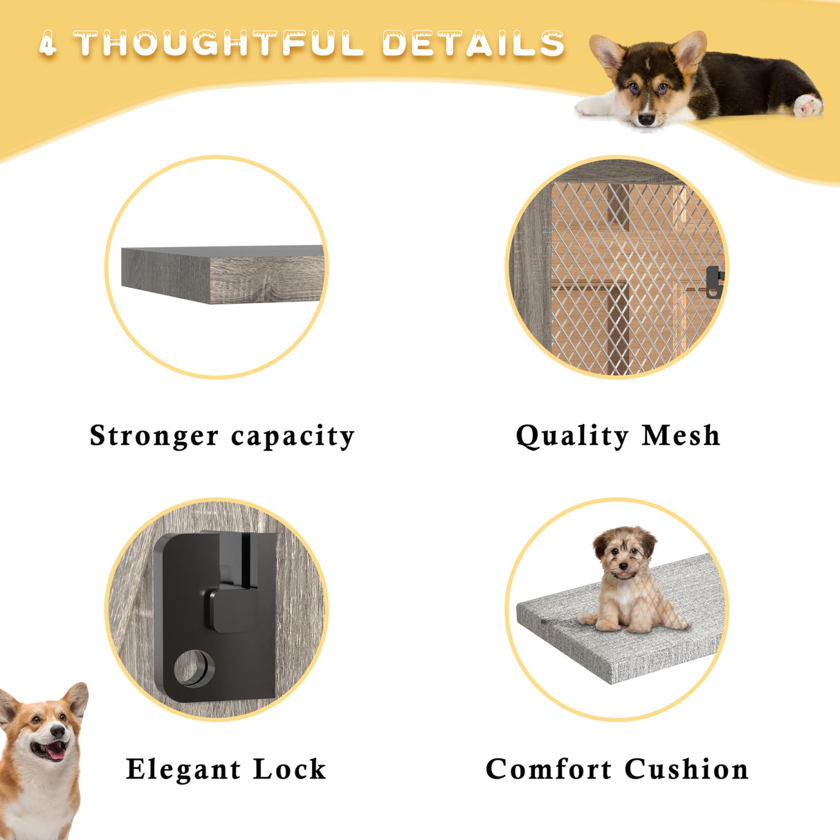 Xilingol Corner Pet Crate/Cage/House Furniture, Wooden Dog Kennel Side End Table for Small Medium Large Dog, Indoor Use Xilingol