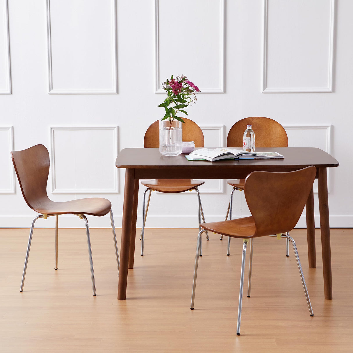 Livinia Aslan 47" Malaysian Oak Rectangular Wooden Dining Table/Solid Wood Kitchen Desk (Walnut) Livinia