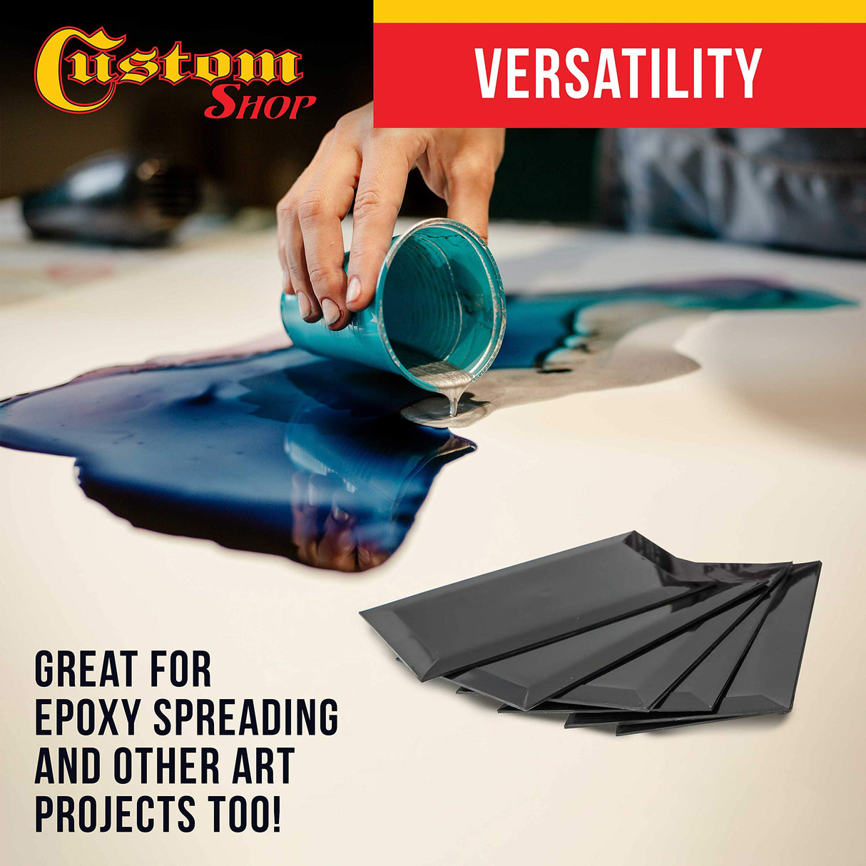 Custom Shop 4" x 2-3/4" (Pack of 25) Double Sided Black Plastic Ultra Flexible Filler Spreaders Custom Shop