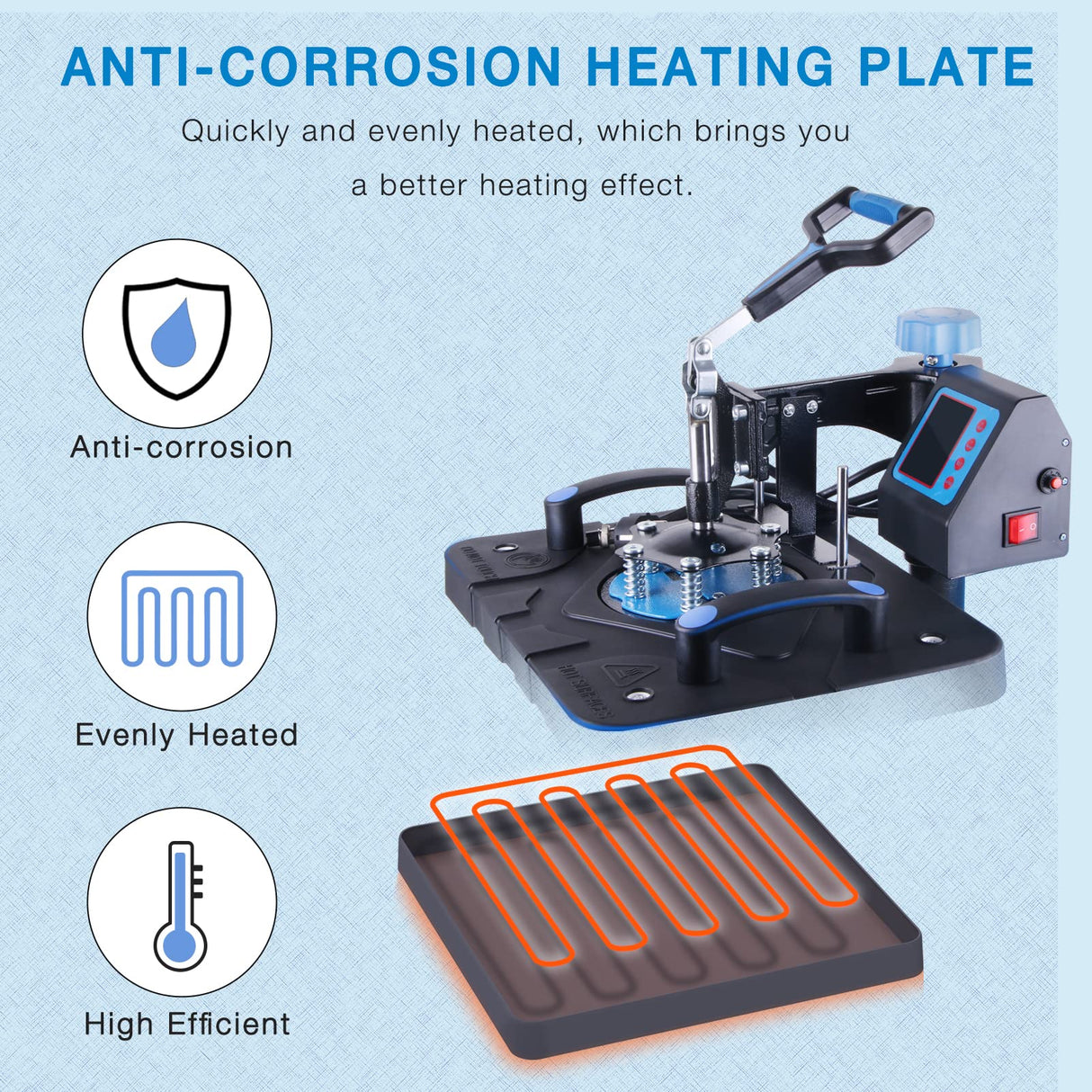 HORGELU Upgraded 8 in 1 Heat Press Machine 15x15 Inch Heat Transfer Machine 360-Degree Swing Away Multifunction Digital Sublimation Combo Heat Press Horgelu