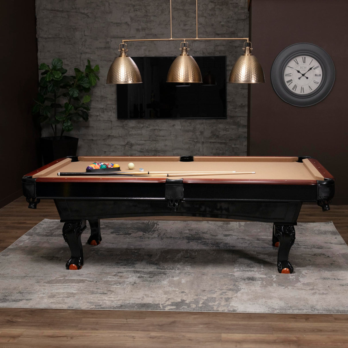 Minnesota Fats 8' Covington Billiard Table with Carved Solid-Wood Legs and Antiqued Wood Finish Minnesota Fats