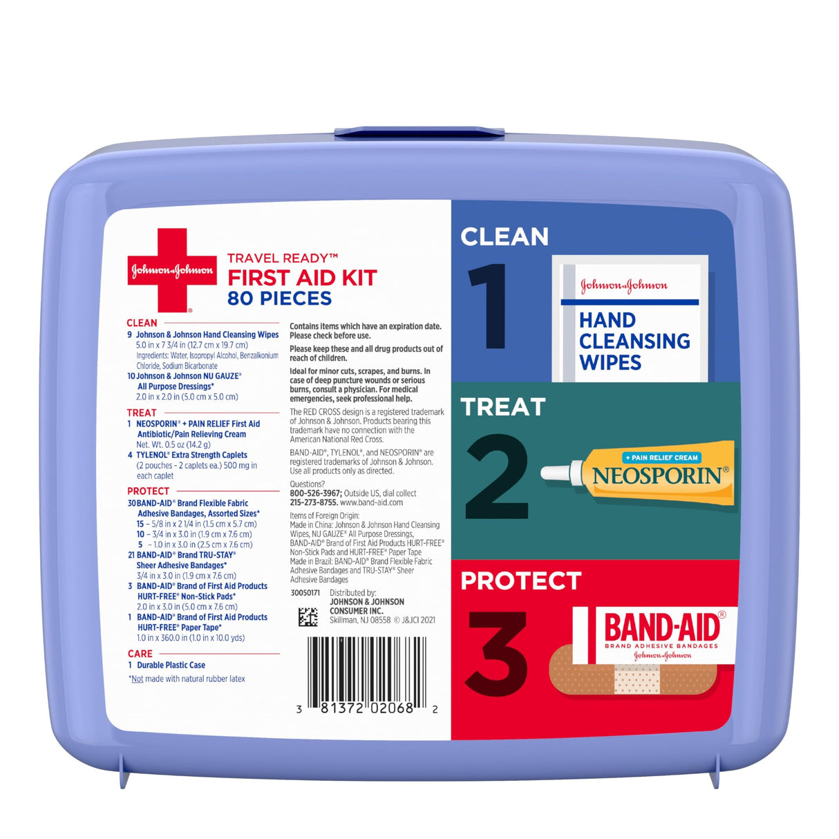 Band-Aid Travel Ready Portable Emergency First Aid Kit for Minor Wound Care with Assorted Adhesive Bandages, Gauze Pads & More, Ideal for Travel, Car Band-Aid