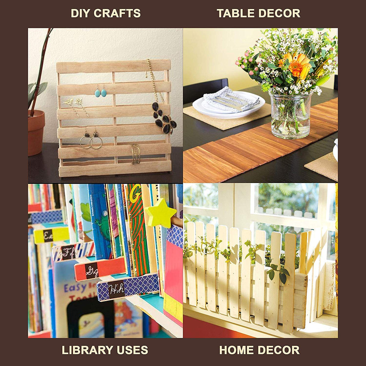 Wooden Paint Stir Sticks - Rewiss 10 Inch Paint Sticks Stirrers for Paddles Resin or Wood Craft Sticks, Garden and Library Markers(Pack of 50) REWISS