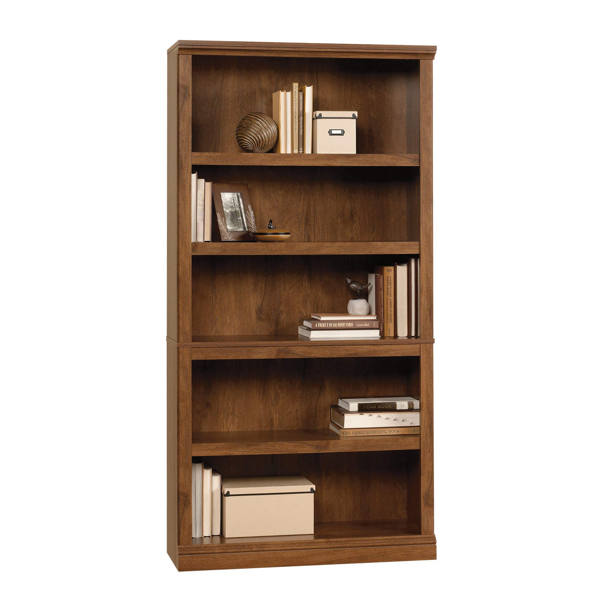 Sauder Miscellaneous Storage 5 Split Bookcase/Book Shelf, L: 35.28" x W: 13.23" x H: 69.76", Oiled Oak finish Sauder