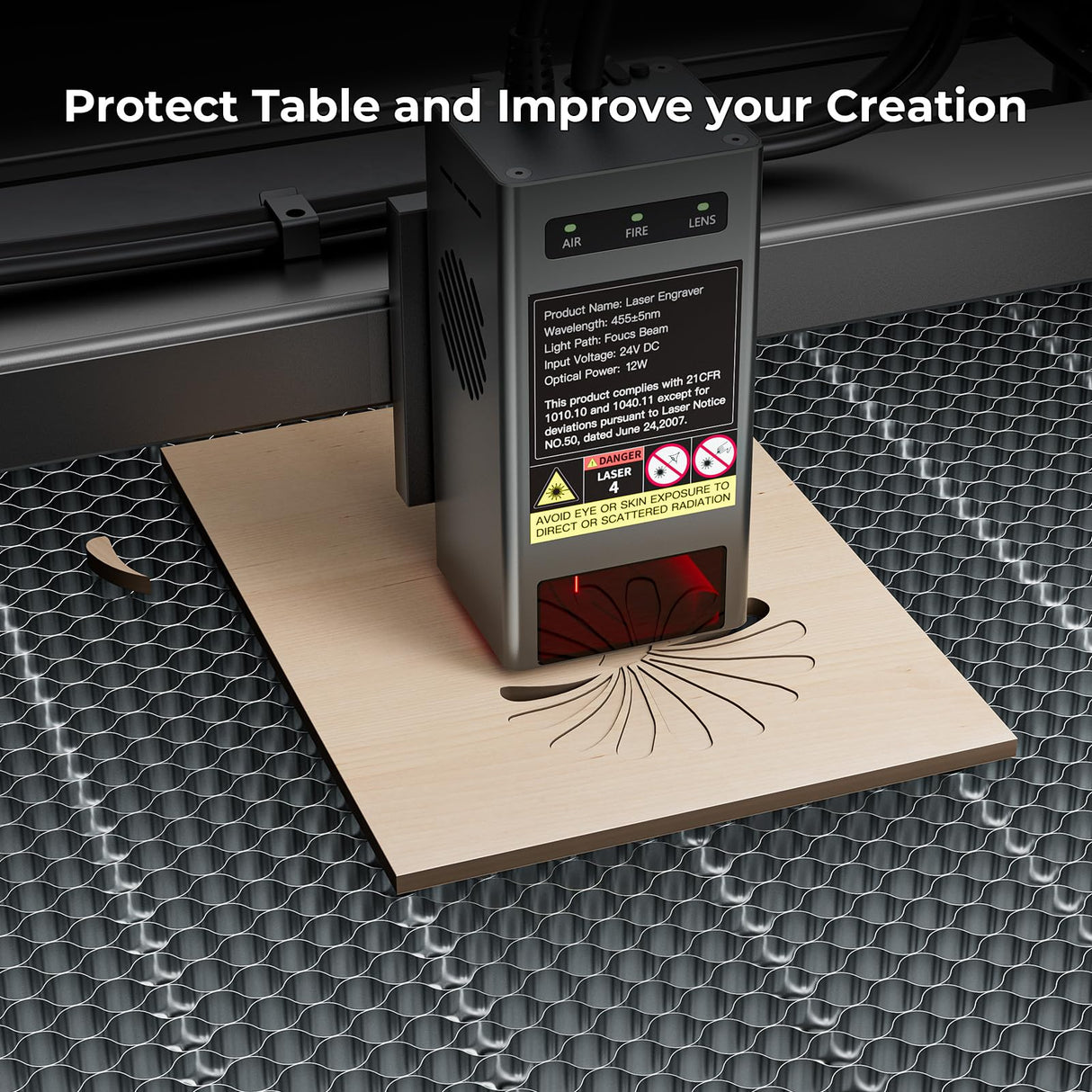 Honeycomb Working Table for Falcon 2 and Most Laser Engravers Honeycomb Working Panel for Fast Heat Dissipation and Desktop-Protecting 19.68"x 19.68" CREALITY FALCON