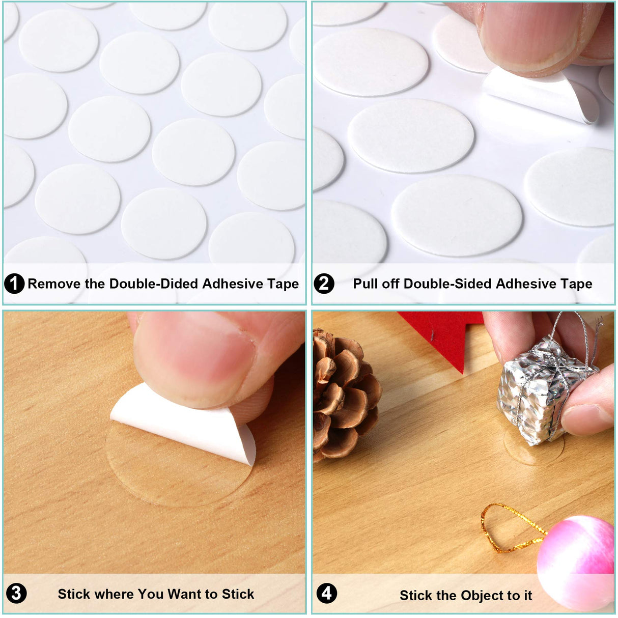 JANYUN 280 Pcs Double Sided Sticky Dot Stickers Removable Round Putty Clear Sticky Tack No Trace Sticky Putty Waterproof Small Stickers for Festival JANYUN