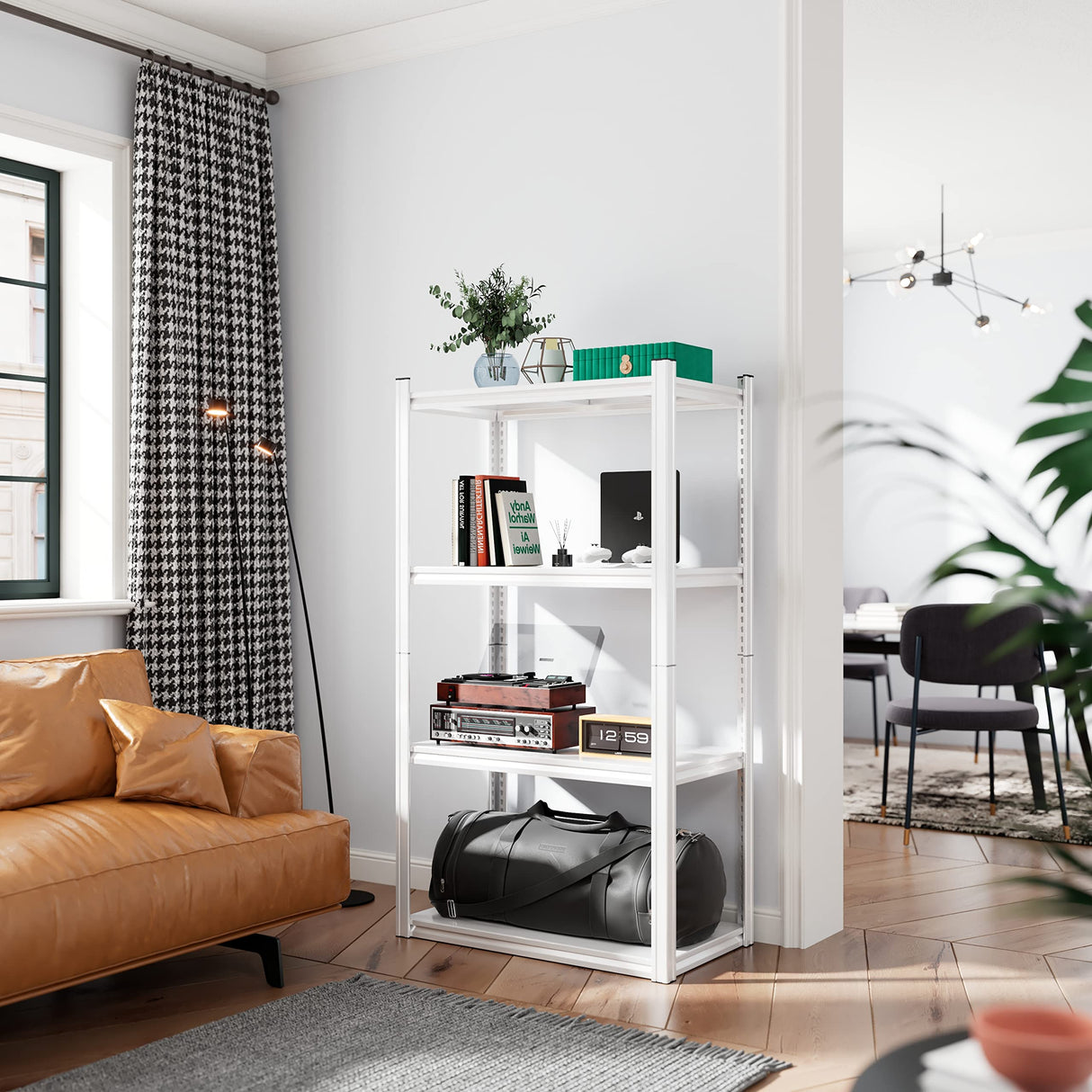 Raybee Storage Shelves Heavy Duty Garage Shelving Adjustable Metal Shelving Units and Storage Shelf 4 Tier Storage Pantry shelves for Closet kitchen Raybee