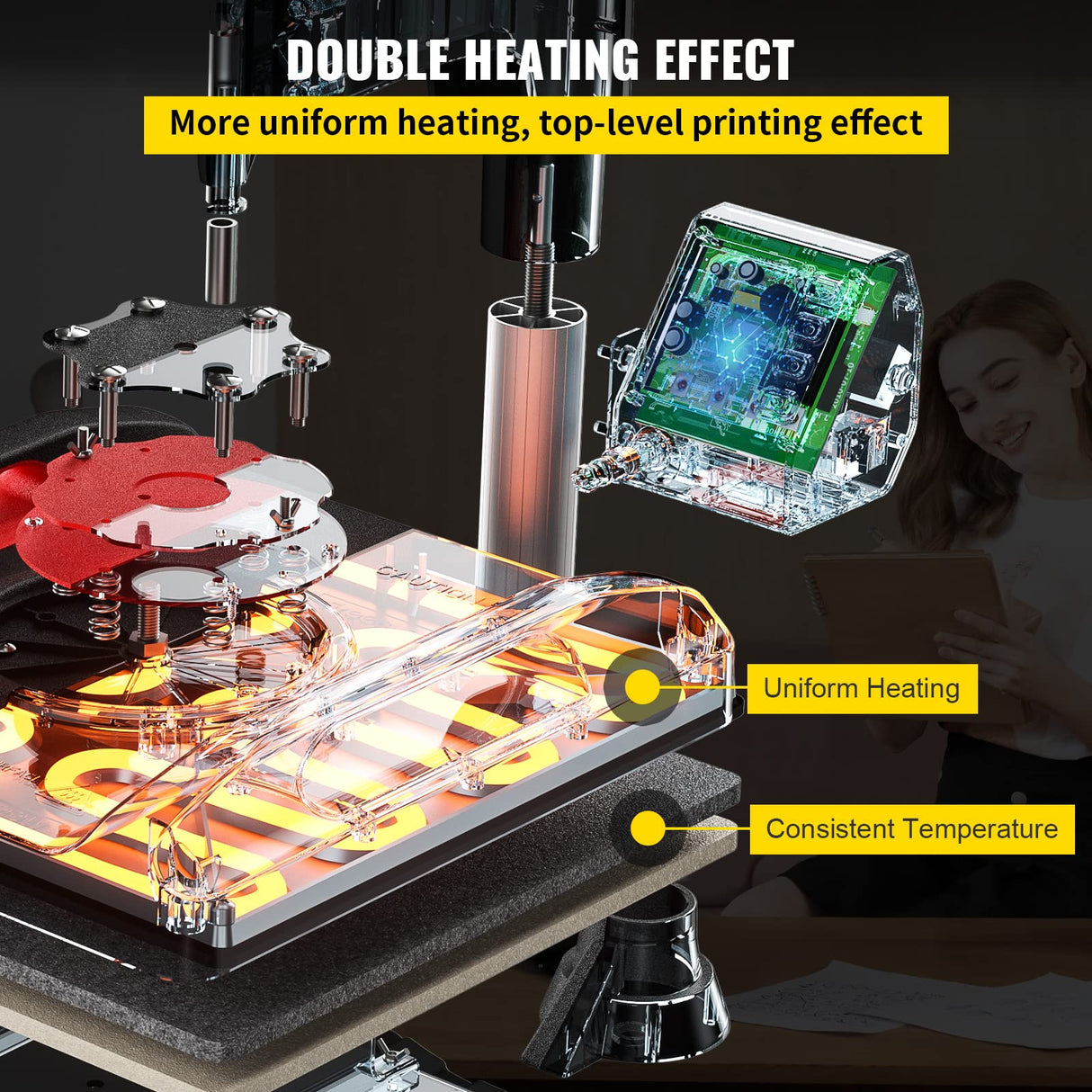 VEVOR Heat Press Machine 8 in 1 Combo 15x15 Inch, 360° Swing Away Digital Tshirt Press Machine, Clamshell Sublimation Heat Press for Printing T-Shirt VEVOR