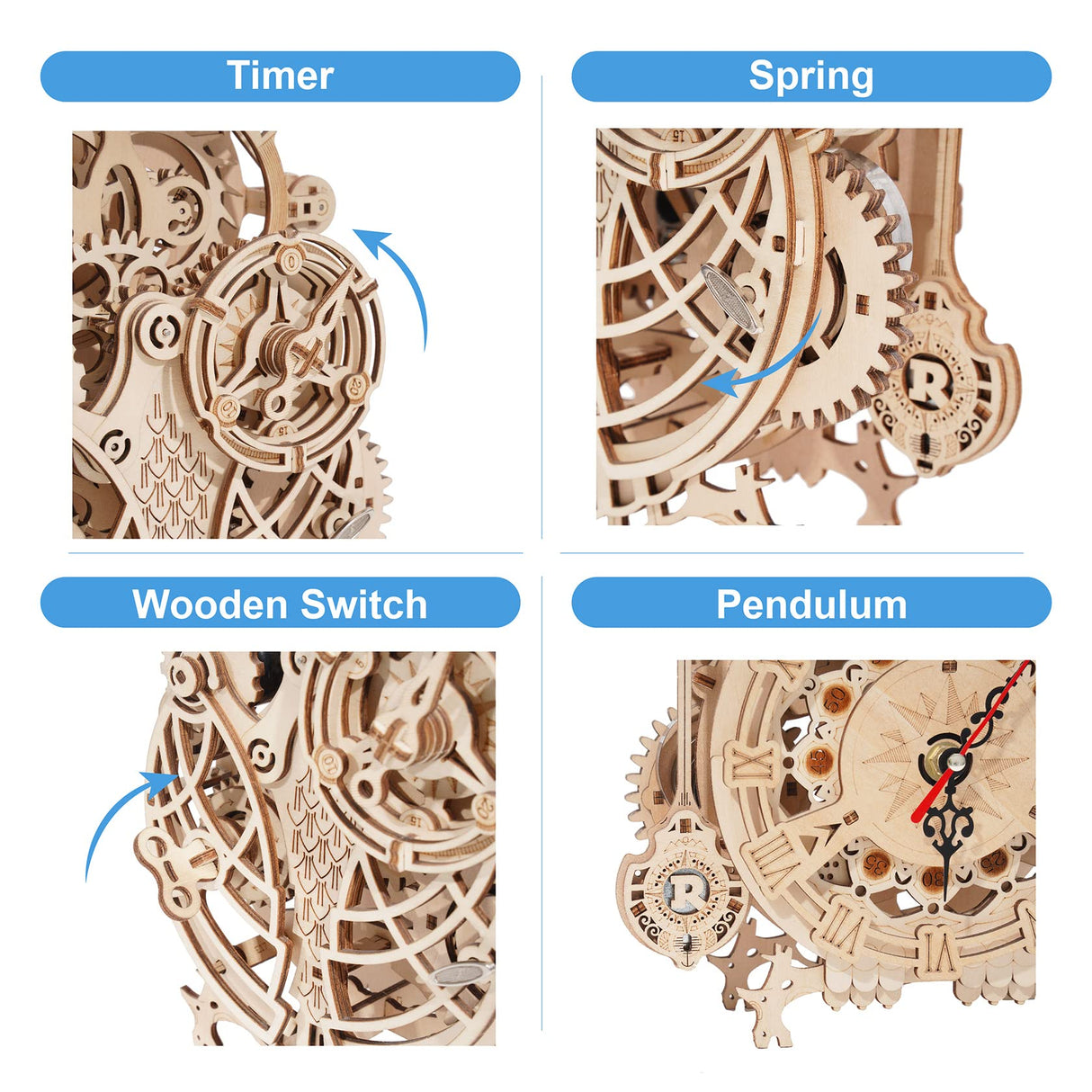 RoWood 3D Puzzles for Adults, Wooden Model Kits for Adults to Build, Birthday Gift for Adults & Teens (161 PCS)- Owl Clock RoWood
