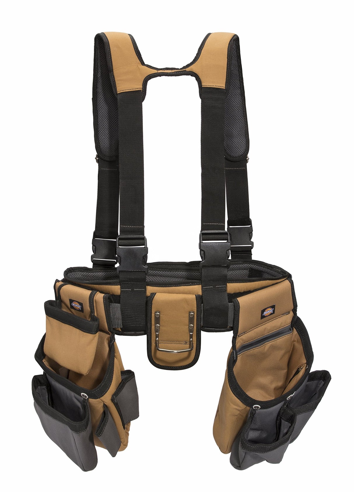 Dickies 4-Piece Carpenter's Rig, Padded Tool Belt Suspenders, Cooling Mesh, Tool Belt, Steel Buckle, Grey/Tan, 3.8 lb Dickies Work Gear