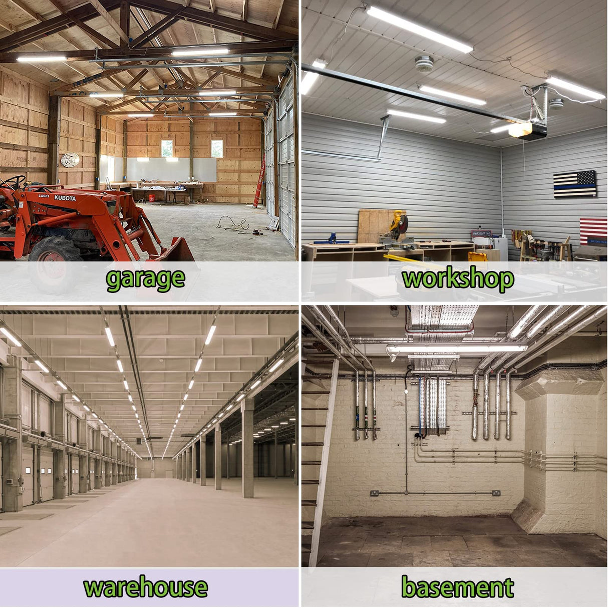 hykolity 4 Pack 4FT LED Shop Light, Linkable Utility Shop Lights, 42W, 5000K Daylight White Shop Light for Garages, Workshops,Hanging or FlushMount, hykolity