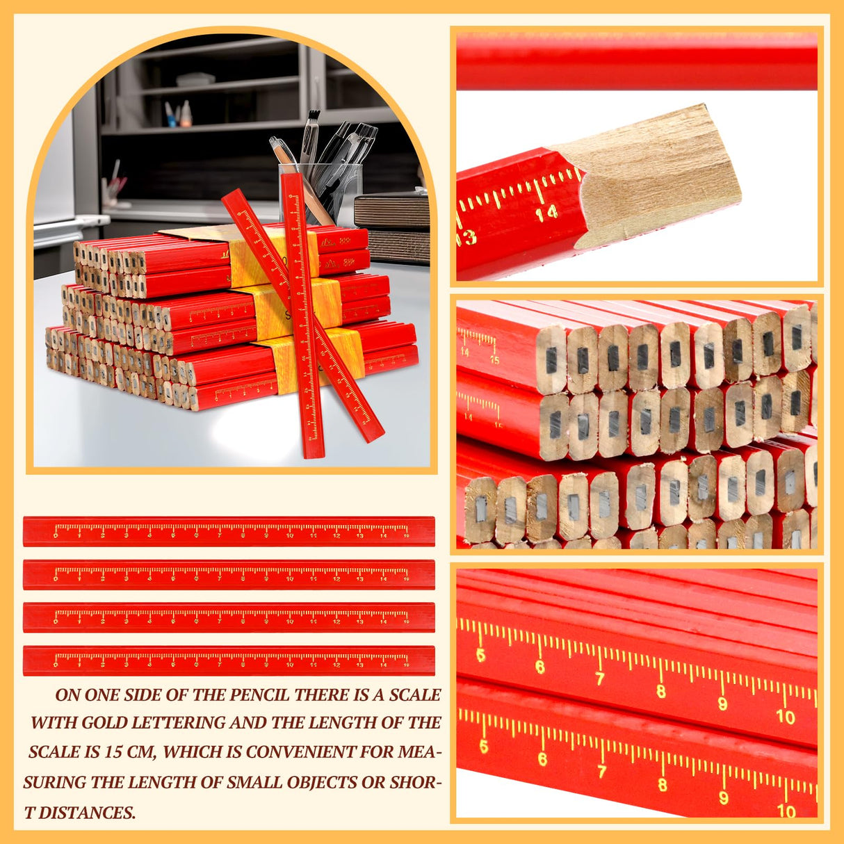 WYOMER 60 Pcs Carpenter Pencils, Octagonal Hard Black Carpenter Pencils, Construction Plan Pencils for Woodworking Marking WYOMER