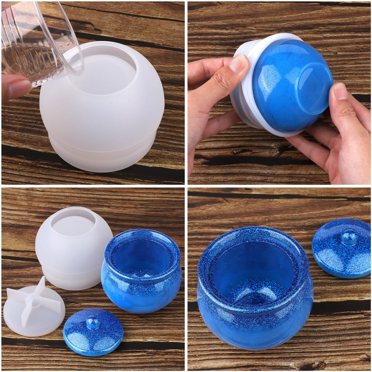 Juome Jar Resin Molds Silicone, Large Jars Silicone Molds with Lid for Epoxy Resin Casting, Resin Mold for DIY Jewelry Storage Box, Candy Container, Juome