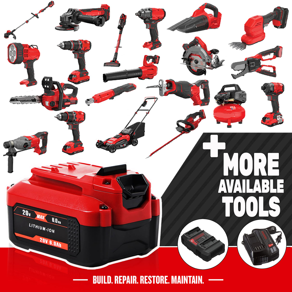 【Upgrade】 2Pack 6.0Ah 20V Replacement Battery for V20 Craftsman 20V Battery MAX CMCB204 CMCB202 CMCB201 CMCD700C1 CMCS500B (All of V20 Cordless Tool CaliHutt