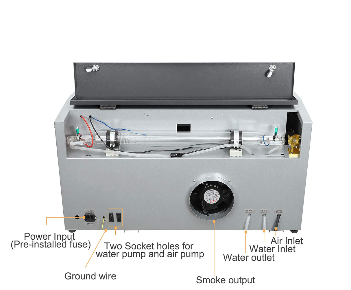 TEN-HIGH CO2 Engraving Machine 40W 300x400mm Laser Engraving Machine with Exhaust Fan USB Port, Standard Version Grey TEN-HIGH