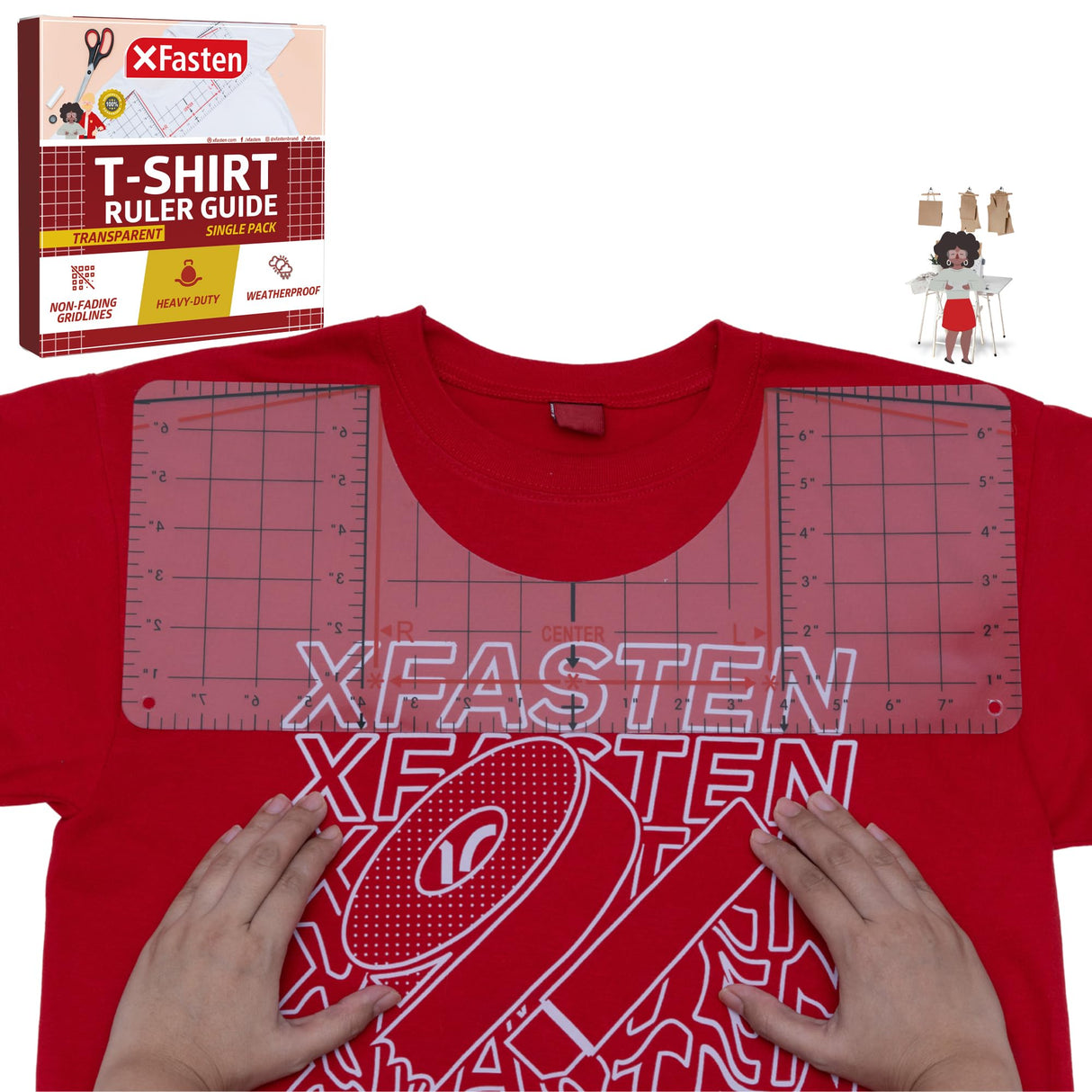 XFasten Tshirt Ruler Guide for Vinyl Alignment 17 Inch T Shirt Ruler Guide Centering Ruler, Shirt Ruler for Heat Press and Cricut, Shirt Measurement XFasten