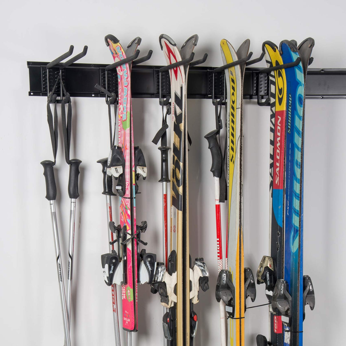 WALMANN Garage Storage Organization System Ski Wall Rack 10 Pairs of Skis Mount Hanger Home Shed and Garage Snowboard Wall Rack System Holds Up to Walmann