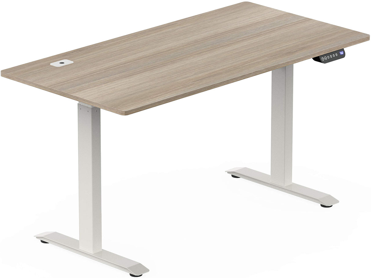 SHW 55-Inch Large Electric Height Adjustable Standing Desk, 55 x 28 Inches, Maple SHW