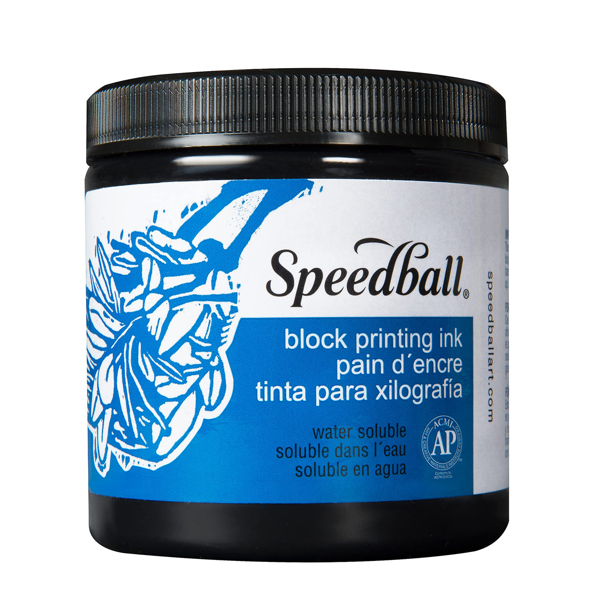 Speedball Water-Soluble Block Printing Ink, 8-Ounce Jar, Black Speedball