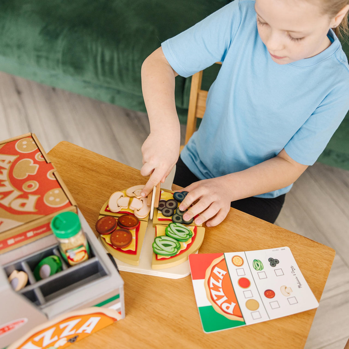 Melissa & Doug Top & Bake Wooden Pizza Counter Play Set (41 Pcs) - Pizza Toy Wooden Play Food Set, Pretend Pizza Sets For Kids Ages 3+ Melissa & Doug