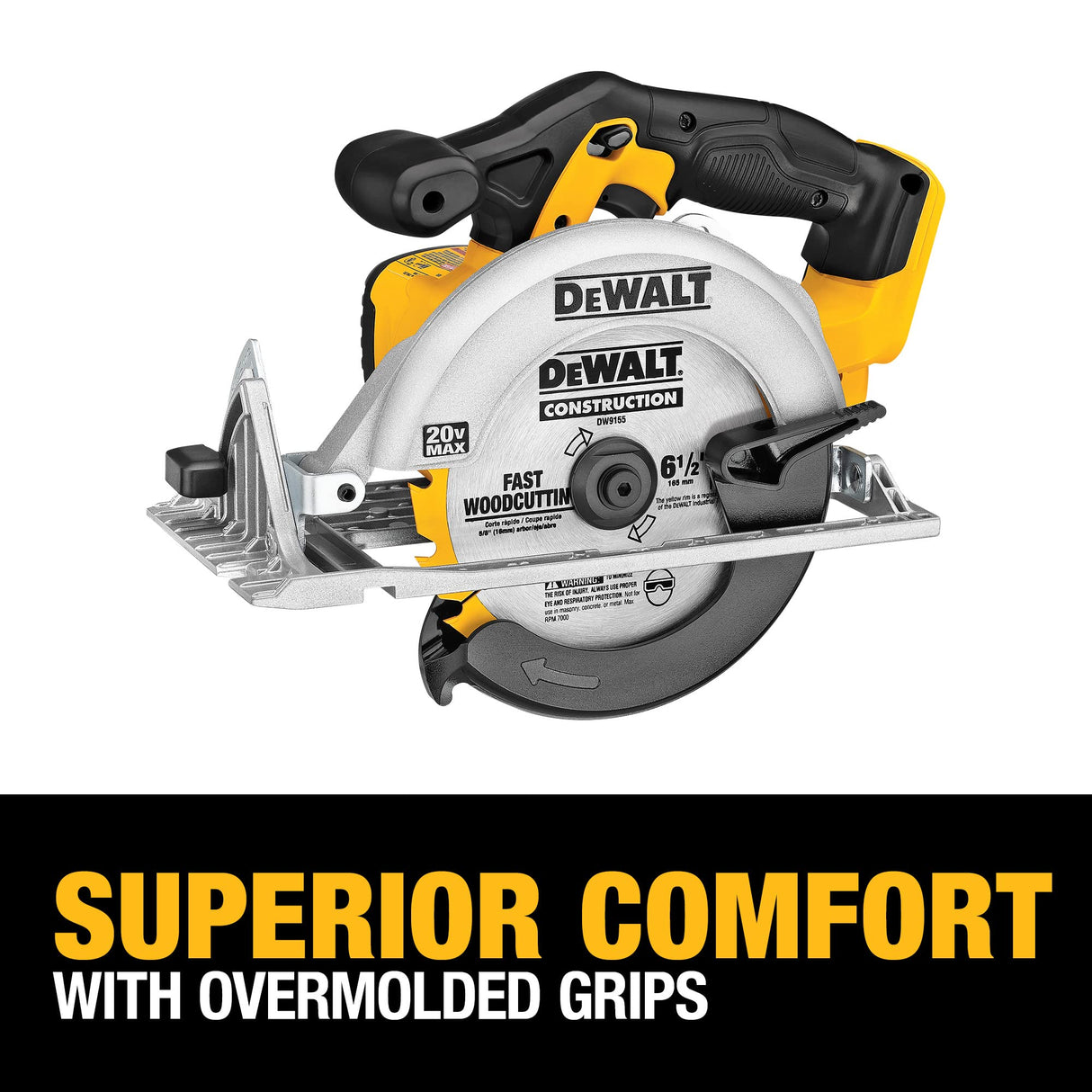 DEWALT 20V MAX Circular Saw, 6-1/2-Inch Blade, 460 MWO Engine, 0-50 Degree Bevel Capability, Bare Tool Only (DCS391B) DEWALT