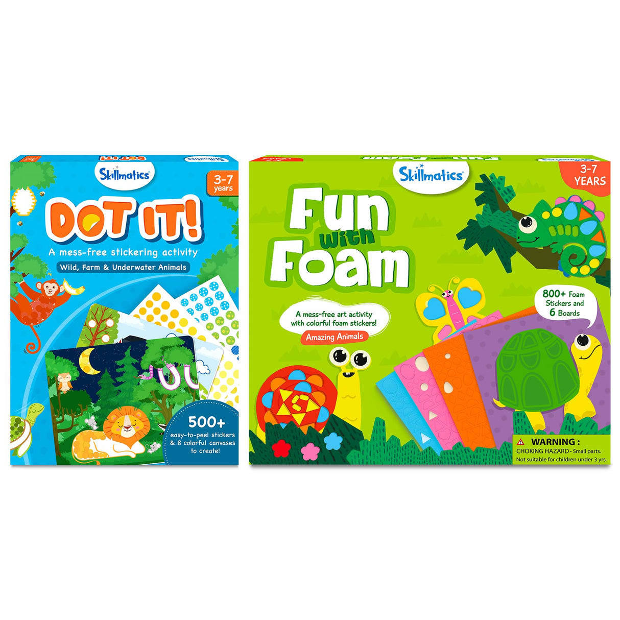 Skillmatics Dot It & Fun with Foam Animals Theme Bundle, Art & Craft Kits, DIY Activities for Kids Skillmatics