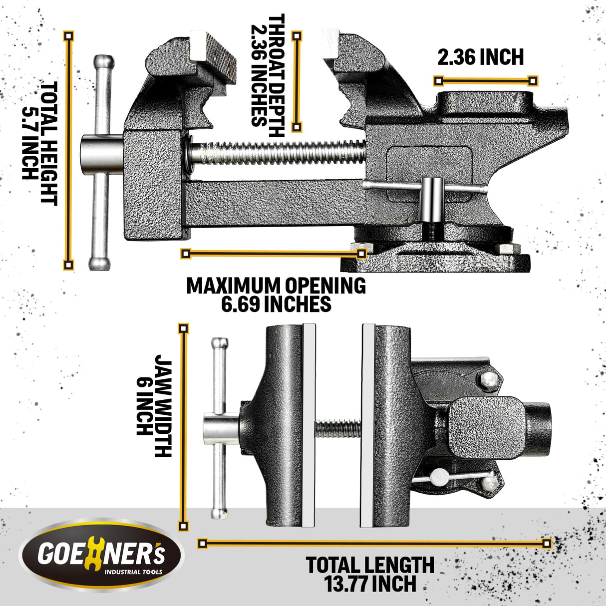 Bench Vise 6” - Table Vice For Workbench, Utility Vise with Heavy Duty Cast Iron, Multi-Jaw, 270 Degree Swivel Base, Larger Anvil, Easy Adjustment GOEHNER's