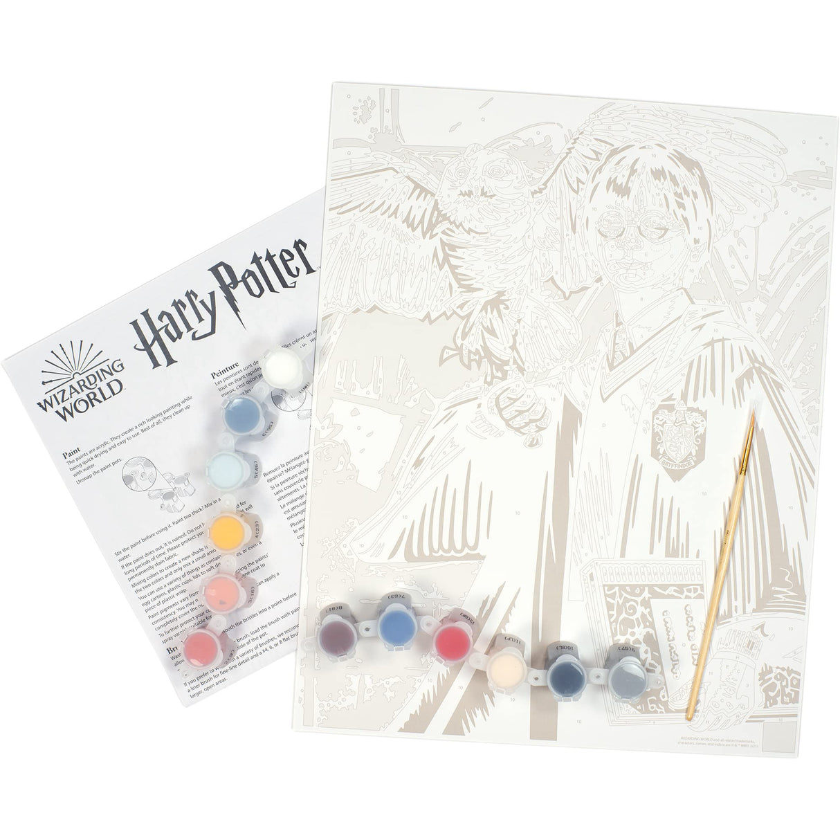 Dimensions PaintWorks Hedwig and Harry Potter Paint by Number Kit for Adults and Kids, Finished Project 11" x 14", Multicolor 15 Piece Dimensions