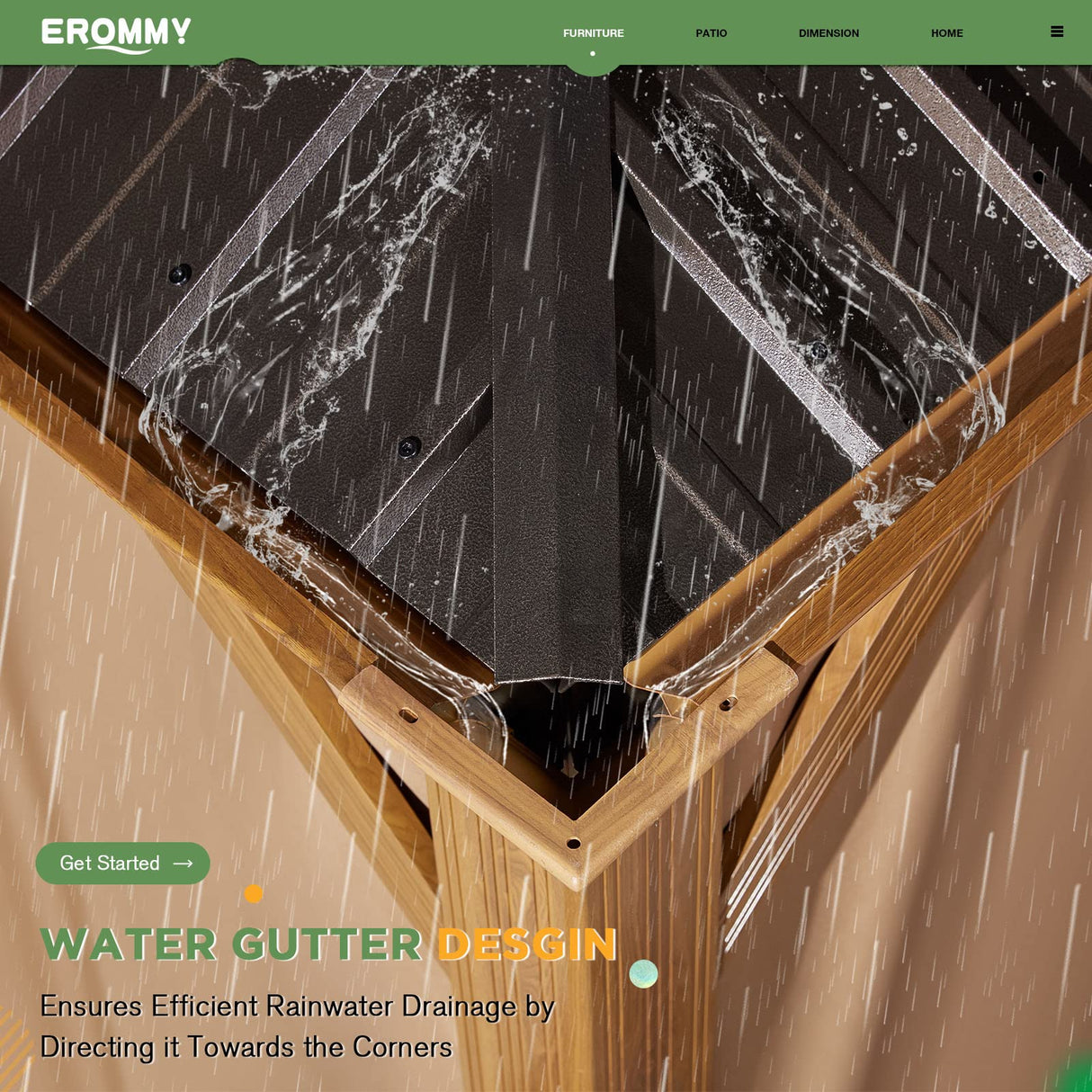 EROMMY 12' x 20' Gazebo, Wooden Finish Coated Aluminum Frame Canopy with Double Galvanized Steel Hardtop Roof, Outdoor Permanent Metal Pavilion with EROMMY