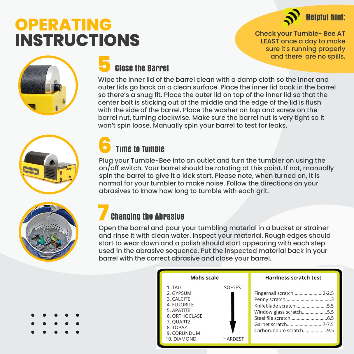 Tumble-Bee Rotary Rock Tumbler with Rock Grit Polish Kit - Rock Polisher Machine, Tumbling Equipment for Stone, Glass, and Metal Collection, Tumble-Bee