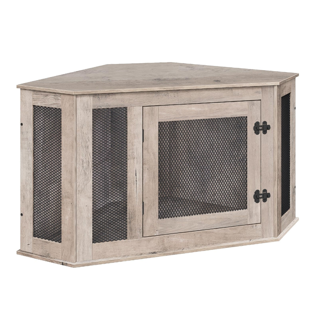 MAHANCRIS Corner Dog Crate Furniture, Wooden Dog Kennel End Table, Decorative Pet Crate Indoor Use, Furniture Style Dog House for Small Medium Dog, MAHANCRIS