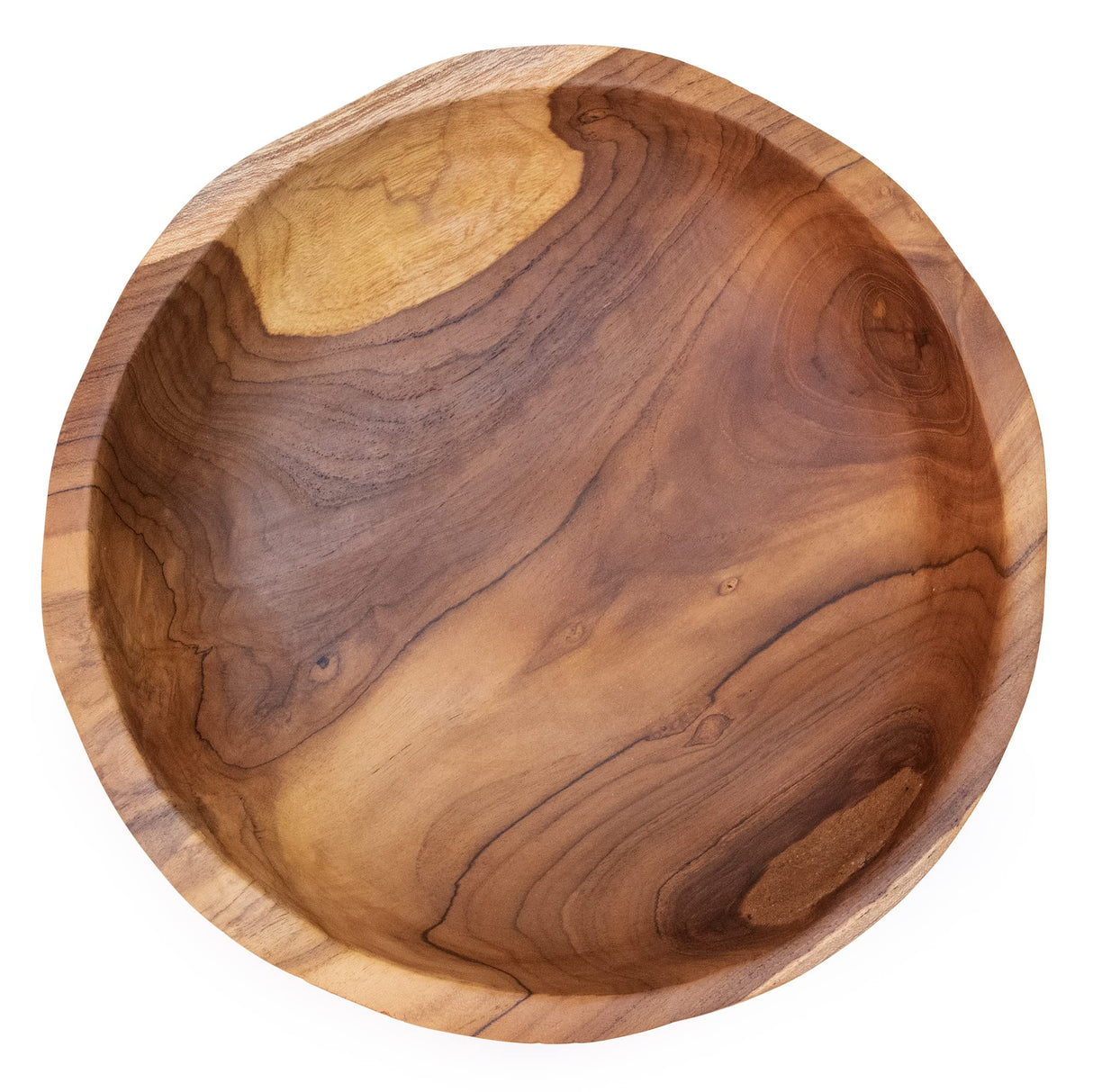 ANDALUCA Rustic Teak Wood Hand Carved Organic Bowl (11"-12" Diameter) ANDALUCA