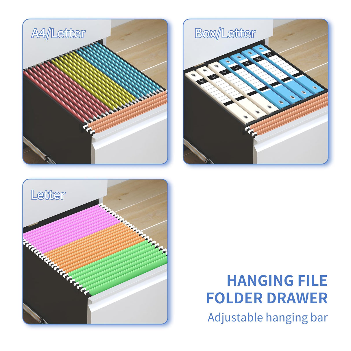 DARTIIA File Cabinet 2 Drawer with Lock No Assembly Required Lateral Office Storage Cabinet Metal Filing Cabinet for Home Office Mobile Rolling File DARTIIA