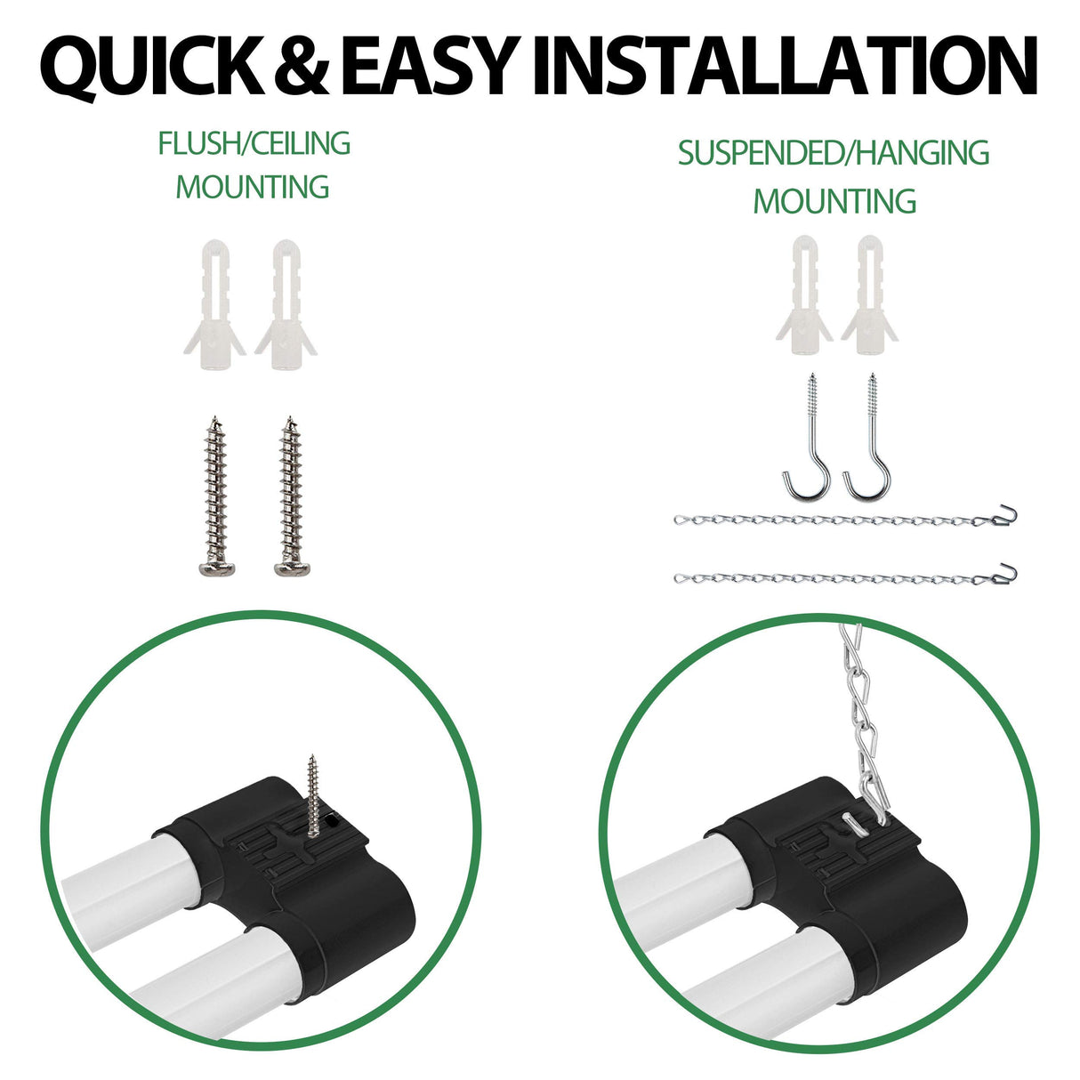 BBOUNDER 4 Pack Linkable LED Utility Shop Light, 4 FT, 4000 LM, 48 Inch Integrated Fixture for Garage, 40W Equivalent 250W, 5000K Daylight, Surface + BBOUNDER