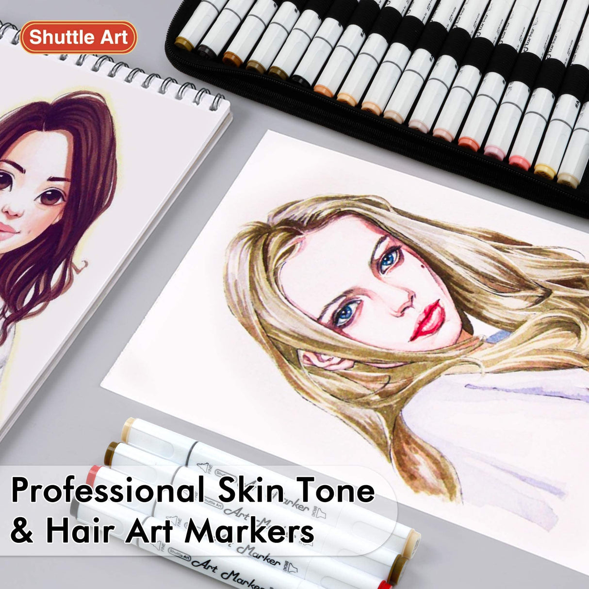 Shuttle Art Art Markers Bundle - 30 Colors Alcohol Markers + 36 Colors Skin Tone Markers Shuttle Art