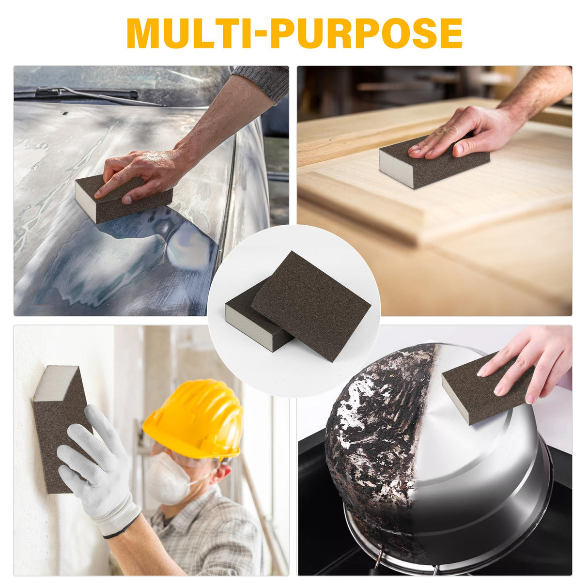 8 Pcs Sanding Block, Washable and Reusable Sanding Sponge for Drywall Wood Metal, Sandpaper Blocks in 60 80 120 220 Grit Coarse/Medium/Fine, Sand Pennik