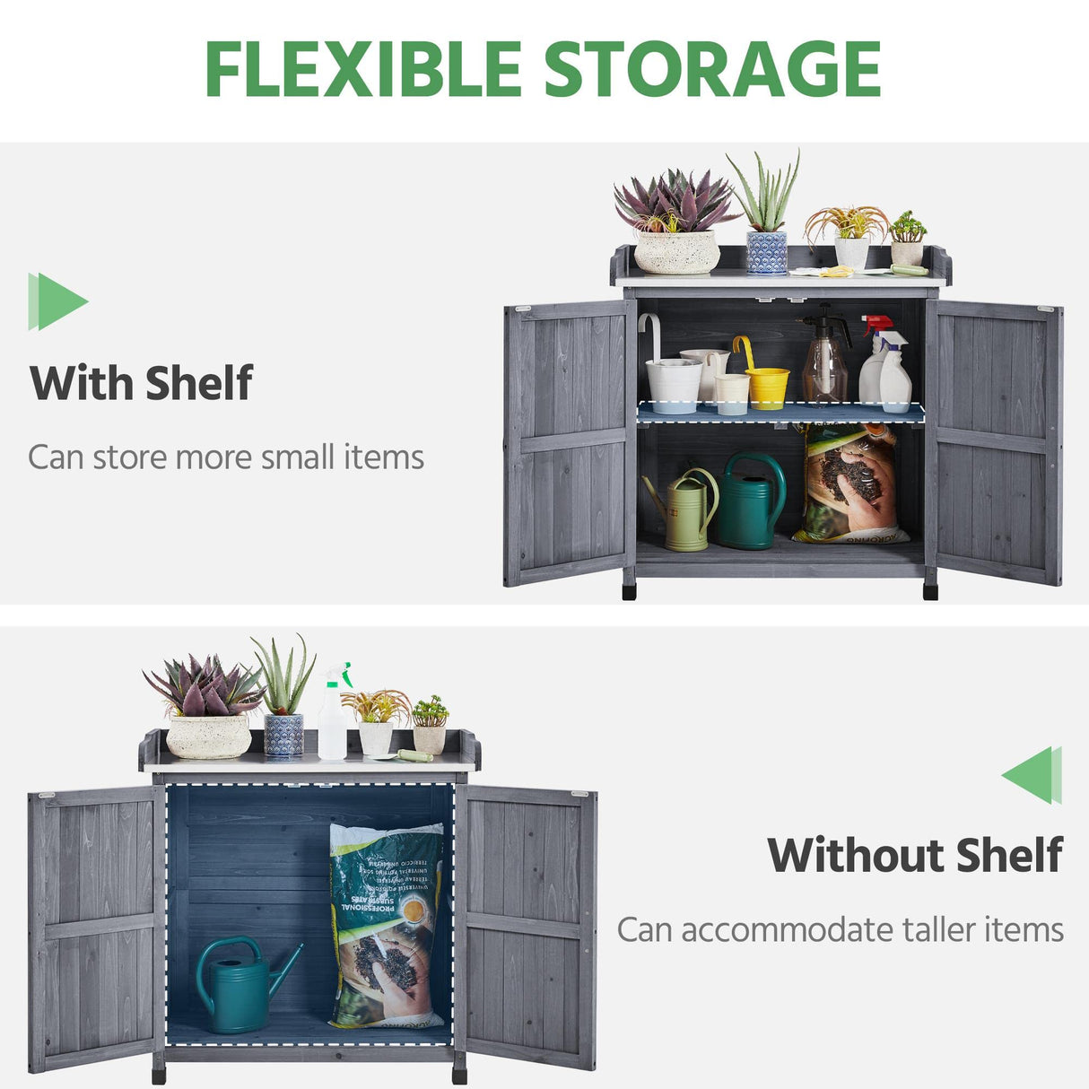 Yaheetech Garden Potting Bench Table, Outdoor Garden Horticultural Wooden Storage Cabinet & Solid Wood Planting Work Bench with Large Space Storage & Yaheetech