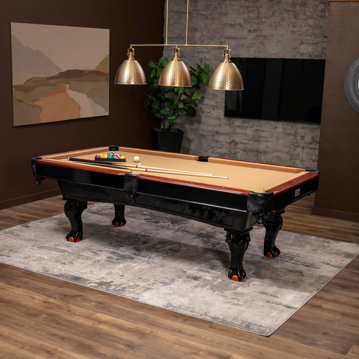 Minnesota Fats 8' Covington Billiard Table with Carved Solid-Wood Legs and Antiqued Wood Finish Minnesota Fats