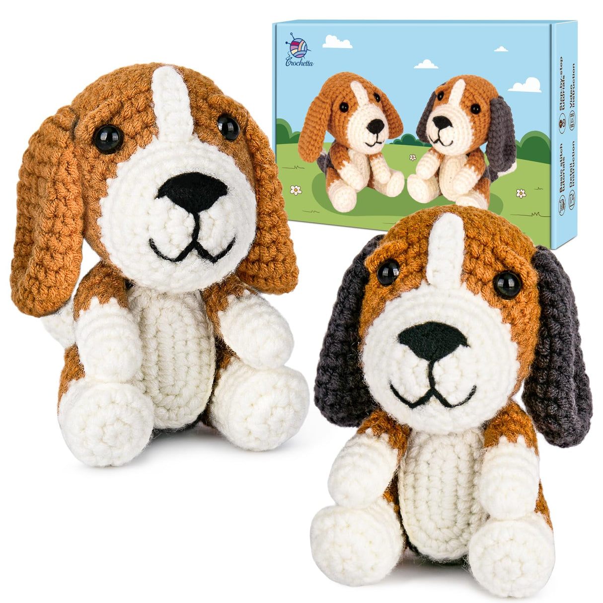 CROCHETTA Crochet Kit for Beginners, Beginner Crochet Kit for Adults with Step-by-Step Video Tutorials, DIY Crochet Animal Kits Kids Knitting CROCHETTA