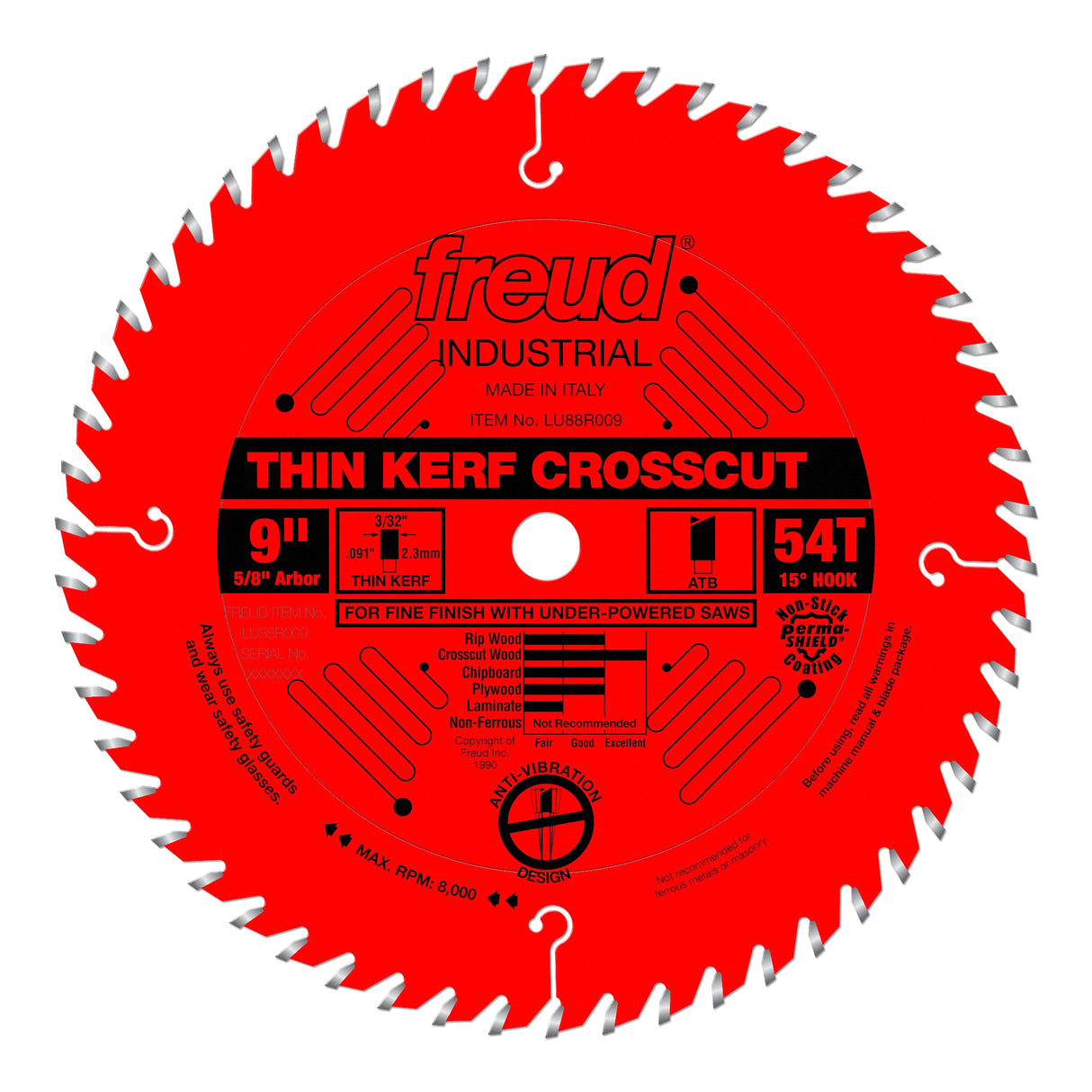 Freud LU88R009: 9" Thin Kerf Fine Finish Crosscut Blade Freud