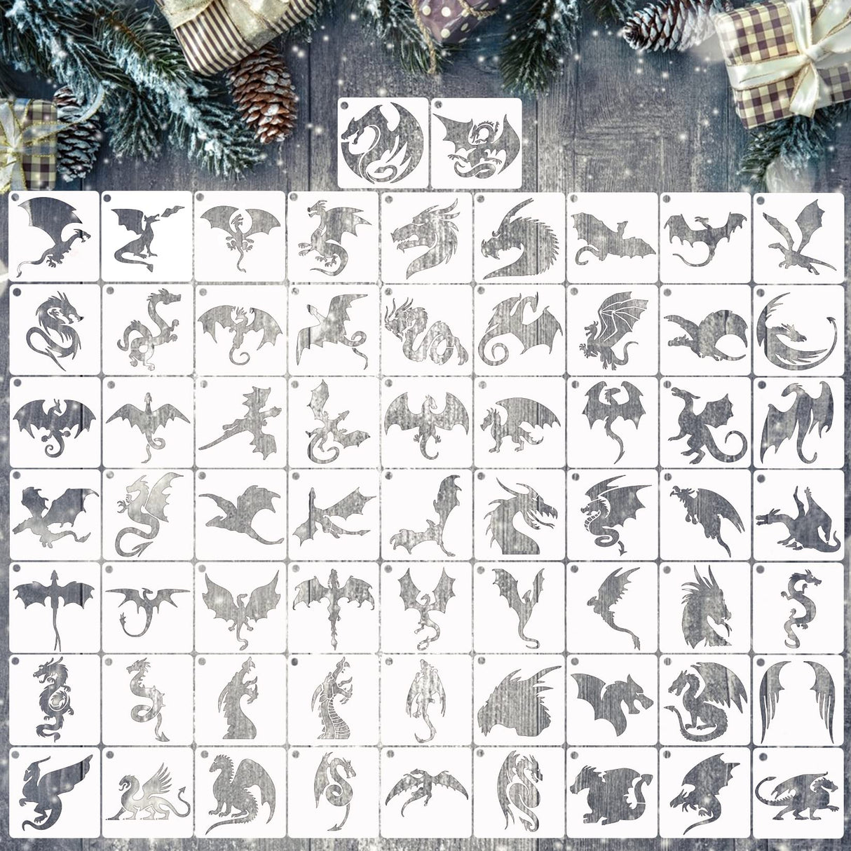 65 Pieces Animal Stencils for Painting, Small Reusable Deer Bear Stencil Template Tree Bee Bird Mountain DIY Craft Paint Stencils for Painting on Hosomono
