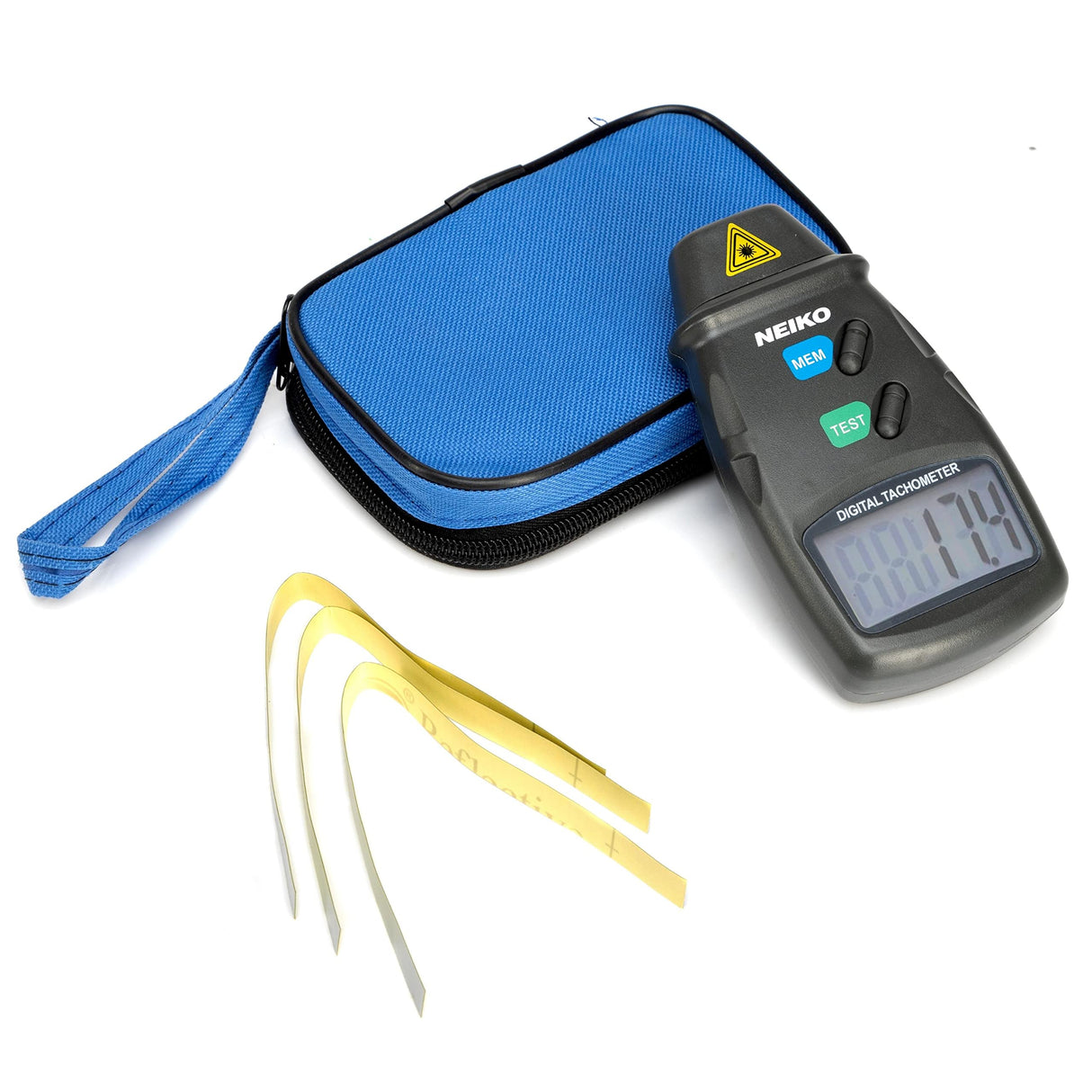 NEIKO 20713A Digital Tachometer, Noncontact Laser Photo Sensor with 2.5 to 99,999 RPM Accuracy, RPM Gauge Marker with Batteries Included NEIKO