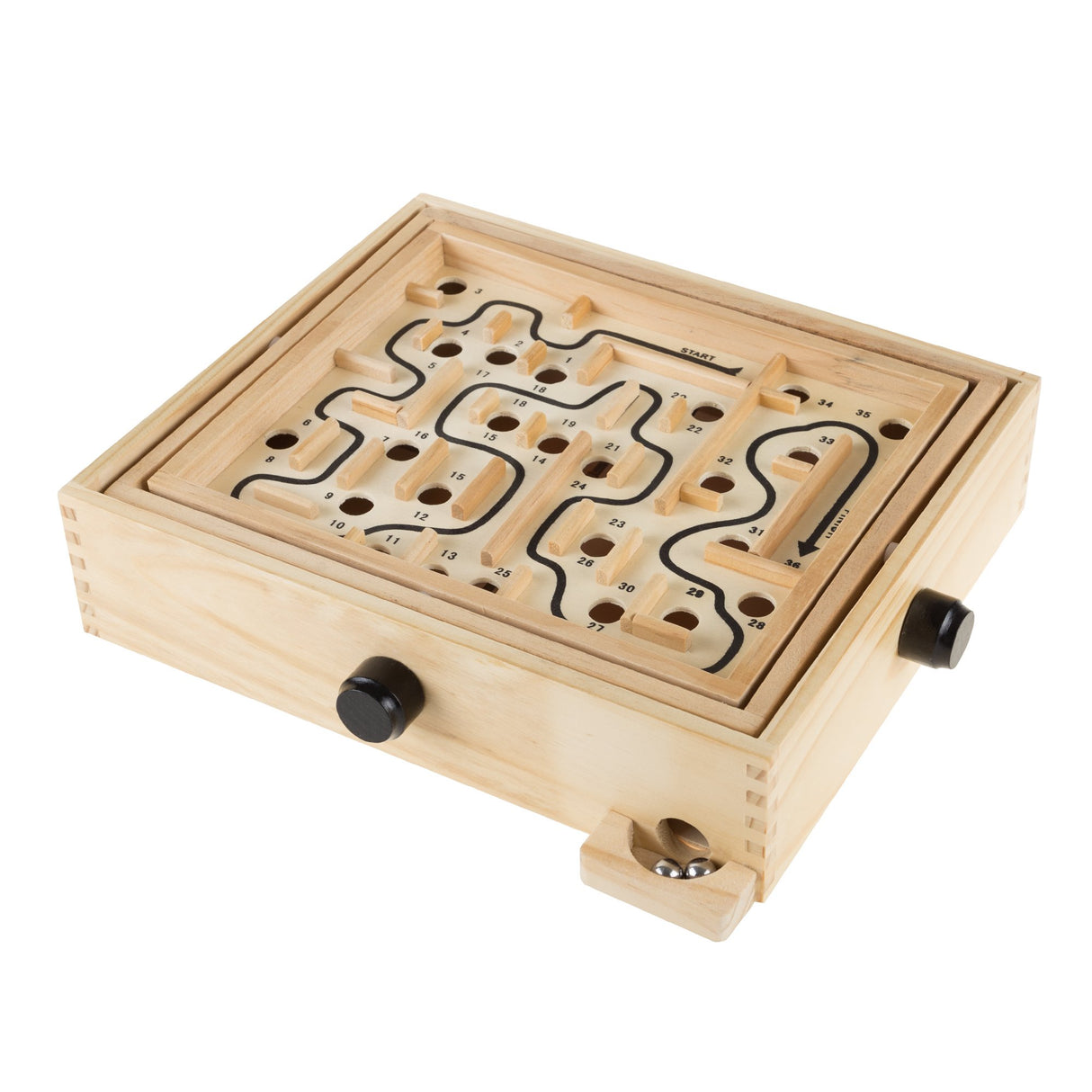 Labyrinth Wooden Maze Game with Two Steel Marbles, Puzzle Game for Adults, Boys and Girls by Hey! Play! , Tan Hey! Play!