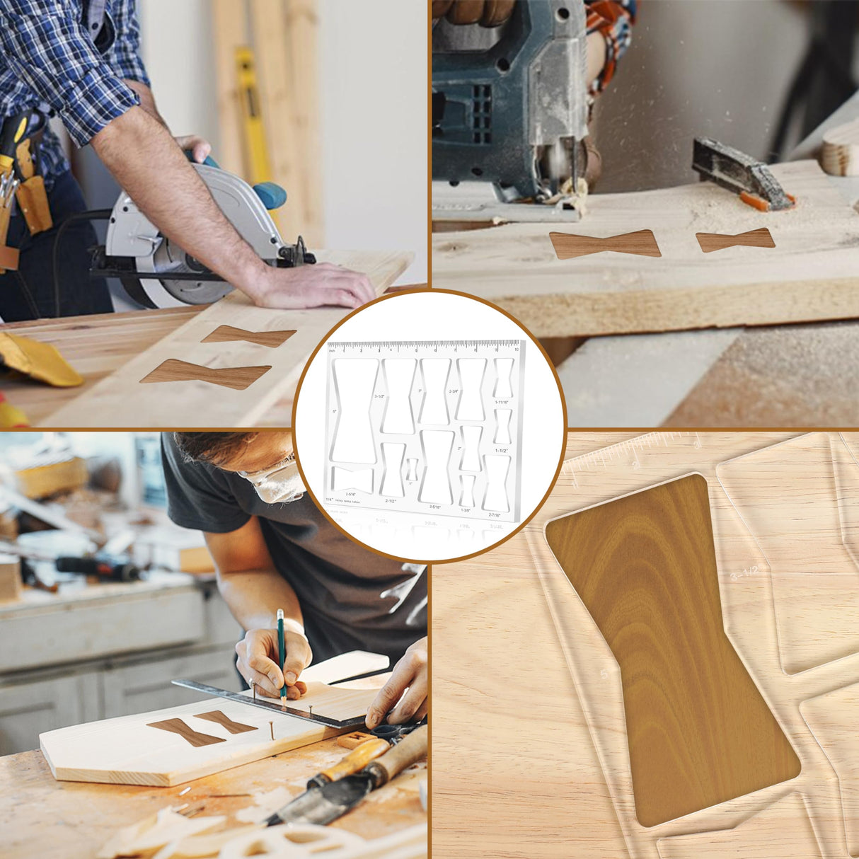 Soimuk Router Templates for Woodworking,Router Jig Butterfly Inlay Templates Decorative,13-in-1 Bowtie Router Templates(10 * 7.8 inches) soimuk